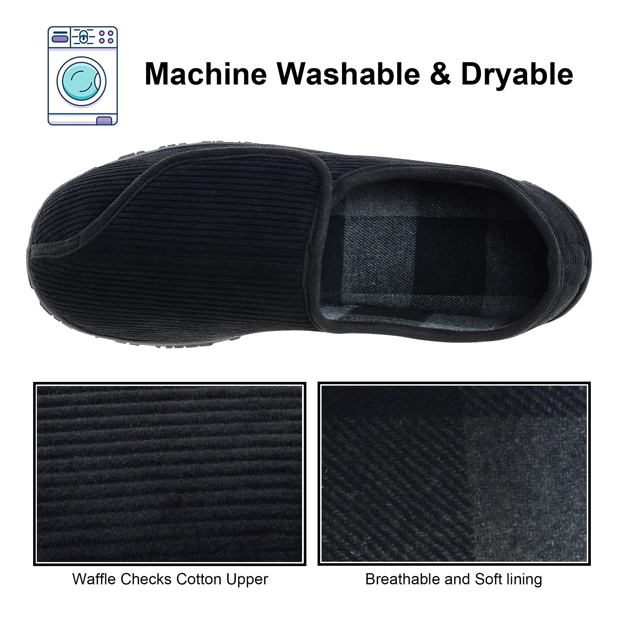 Snapklik.com : Mens Memory Foam Diabetic Slippers Extra Wide Comfy