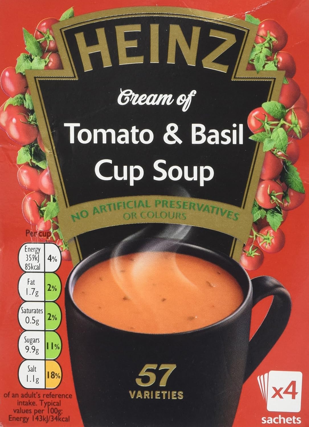 Heinz Classic Cream of Tomato Cup Soup with a Hint of Basil, 4 x 22 g (88 g) Amazon.co.uk Grocery