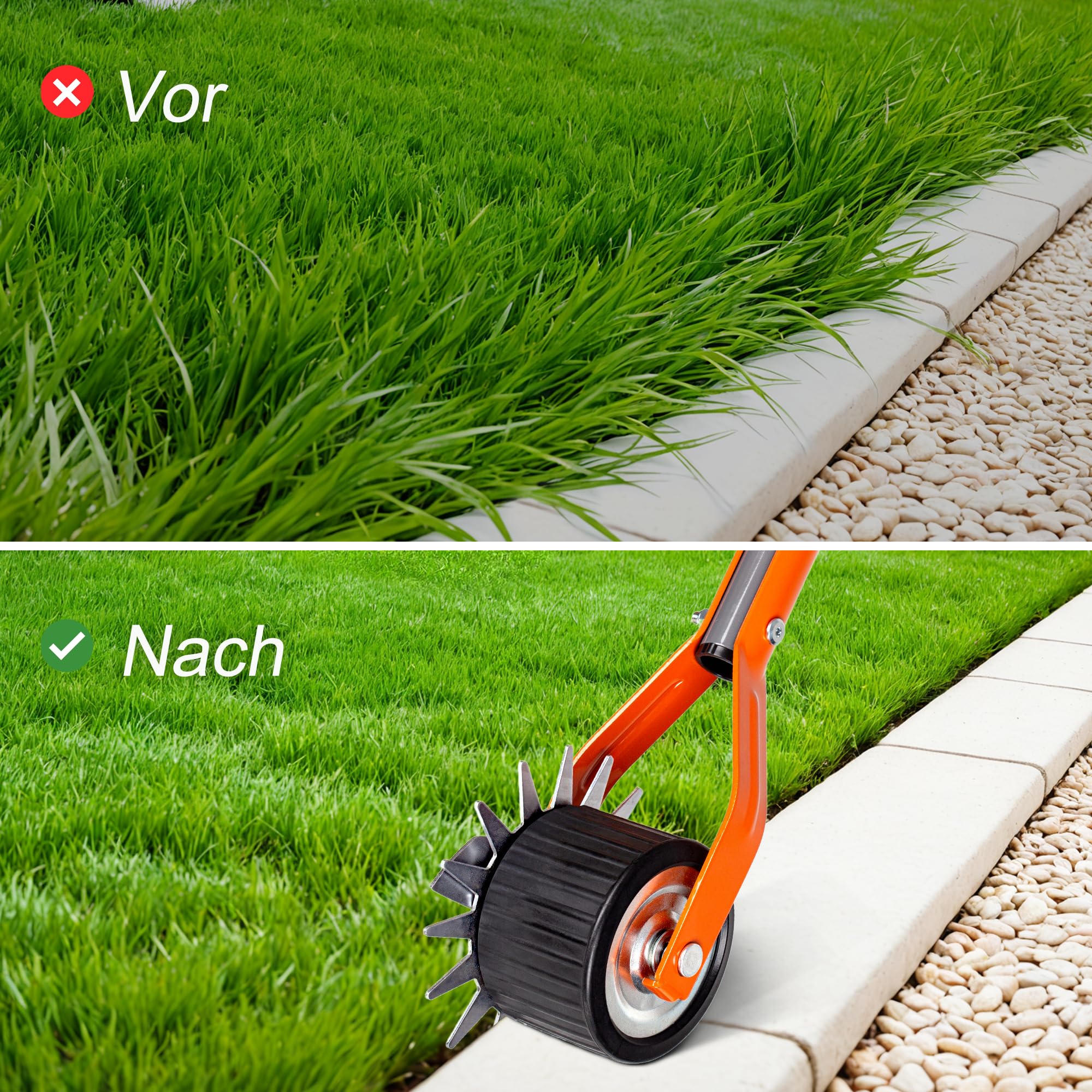 Walensee Rad-Rotationskantenstecher, 177 cm Hand-Rasenkantenstecher mit verstellbarem Edelstahlgriff, Gras- und Unkrautkantenstecher mit gepolstertem Griff für Garten, Gehwege und Einfahrten