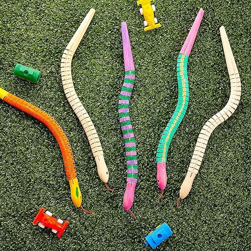 Miniatura 7 de Gejoy 30 serpientes de madera de Halloween de 12 pulgadas, serpientes onduladas de madera sin terminar articuladas, serpientes de madera flexible