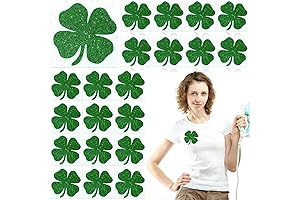 20 Pack Glitter Iron-on Shamrocks for Festive St. Patrick's Day Celebrations