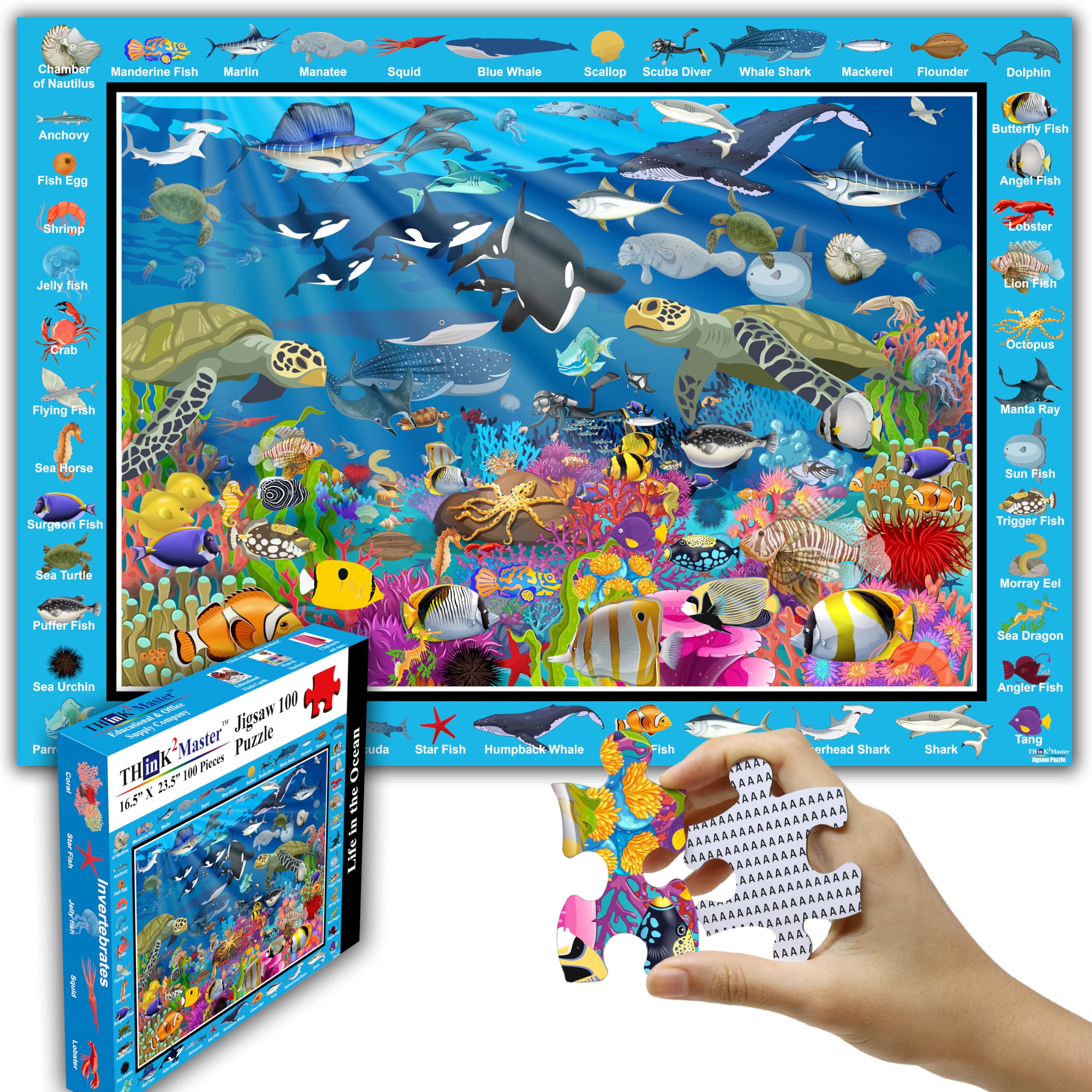 Think2Master Ocean Life Jigsaw Puzzle. Great for adiults and Seniors. Great Gift. Size:23.4” X 16.5”