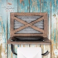 Vista 8 de Autumn Alley Soporte de papel higiénico rústico con estante para toallitas – Decoración rústica de baño de granja – Accesorios de baño de granja