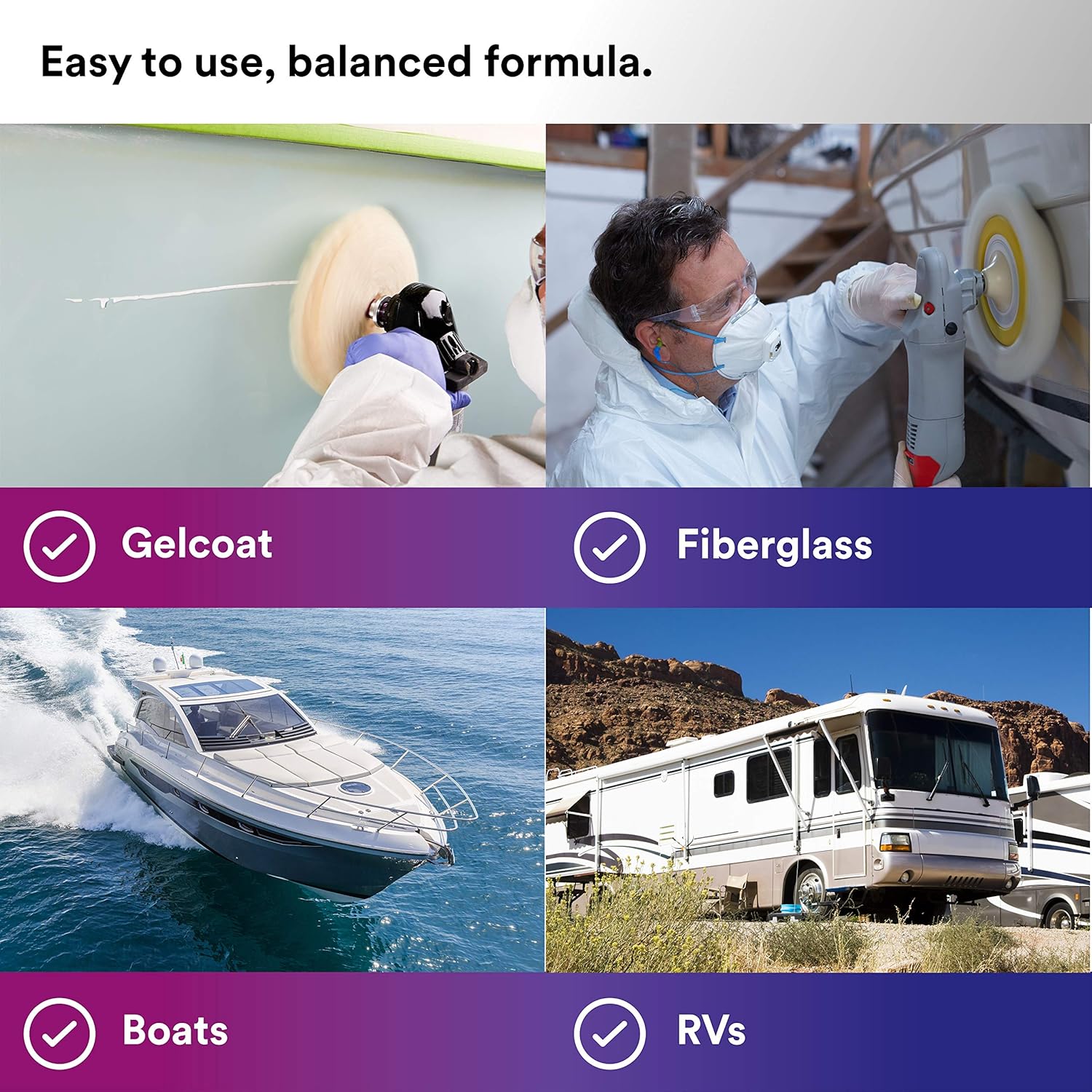 3M Perfect-It Gelcoat Medium Cutting Compound + Wax, 36106, 1 Quart, One-Step Process, P1500 and Finer Scratches, Fiberglass Oxidation Remover for Boats and RVs - Image 4