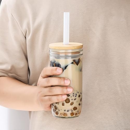 Miniatura 4 de ALINK Paquete de 10 popotes de silicona transparentes reutilizables, 2 pajitas Boba de silicona grandes, 8 pajitas largas para batidos de 30 onzas y