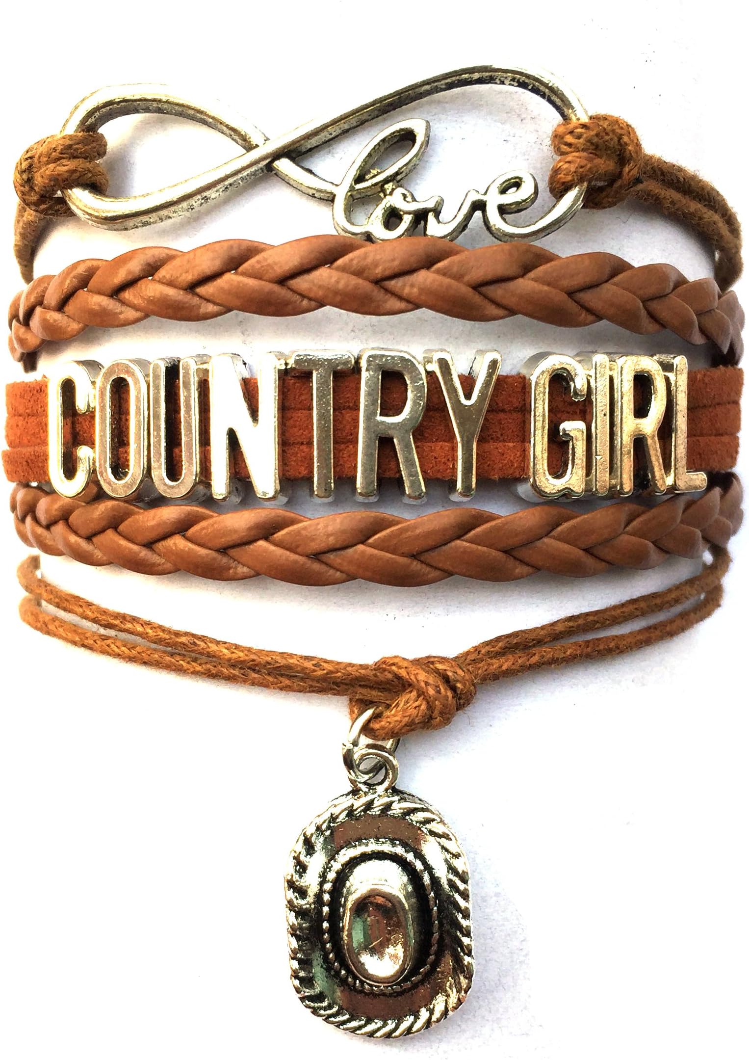 DOLONInfinity Love Country Girl Bracelet Southern Cowboys Hat Charm Girls Gift