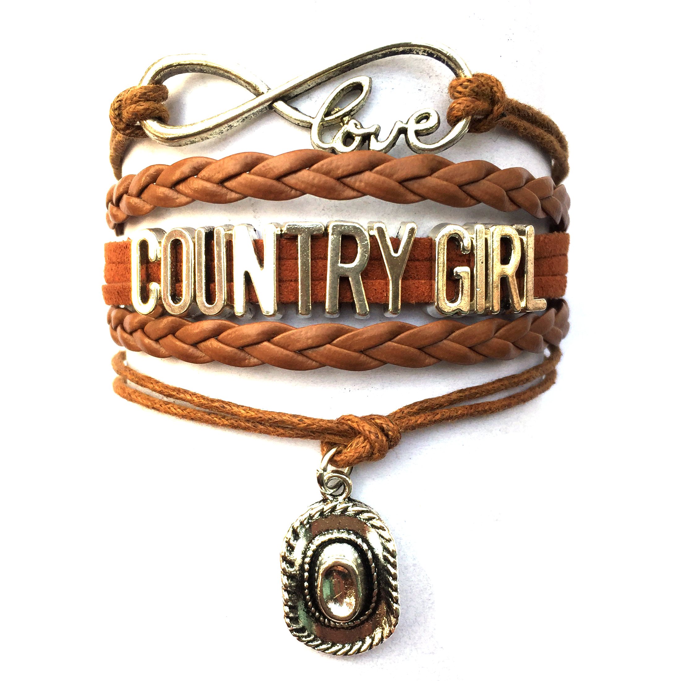 DOLONInfinity Love Country Girl Bracelet Southern Cowboys Hat Charm Girls Gift