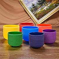 Vista 3 de TOPFUND Juego de 7 cuencos cantores de cristal de 6 a 10 pulgadas con estuches de transporte y mazos de cuenco para cantar