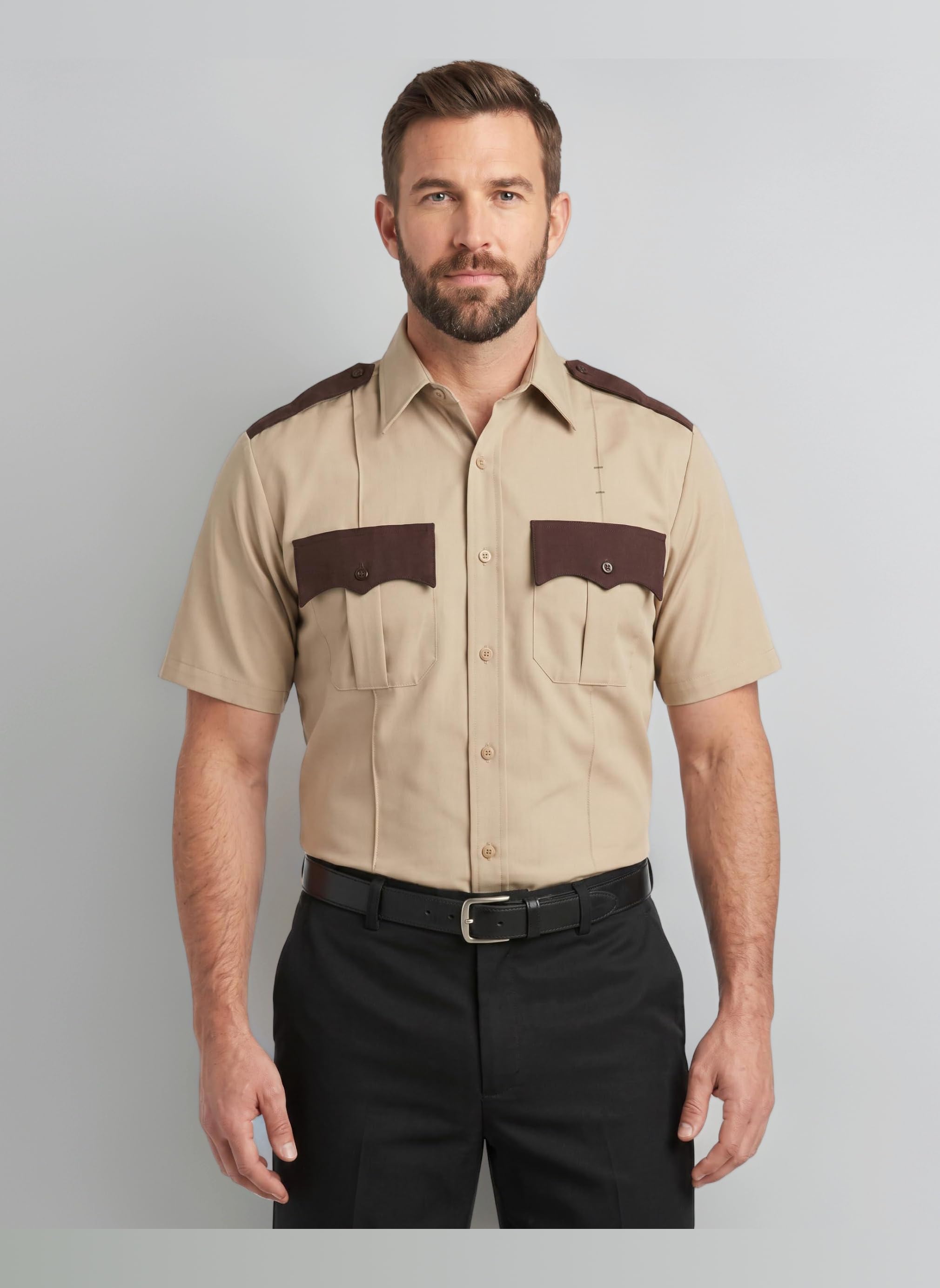 Men's Two Tone Men's Uniform Shirt Pleated