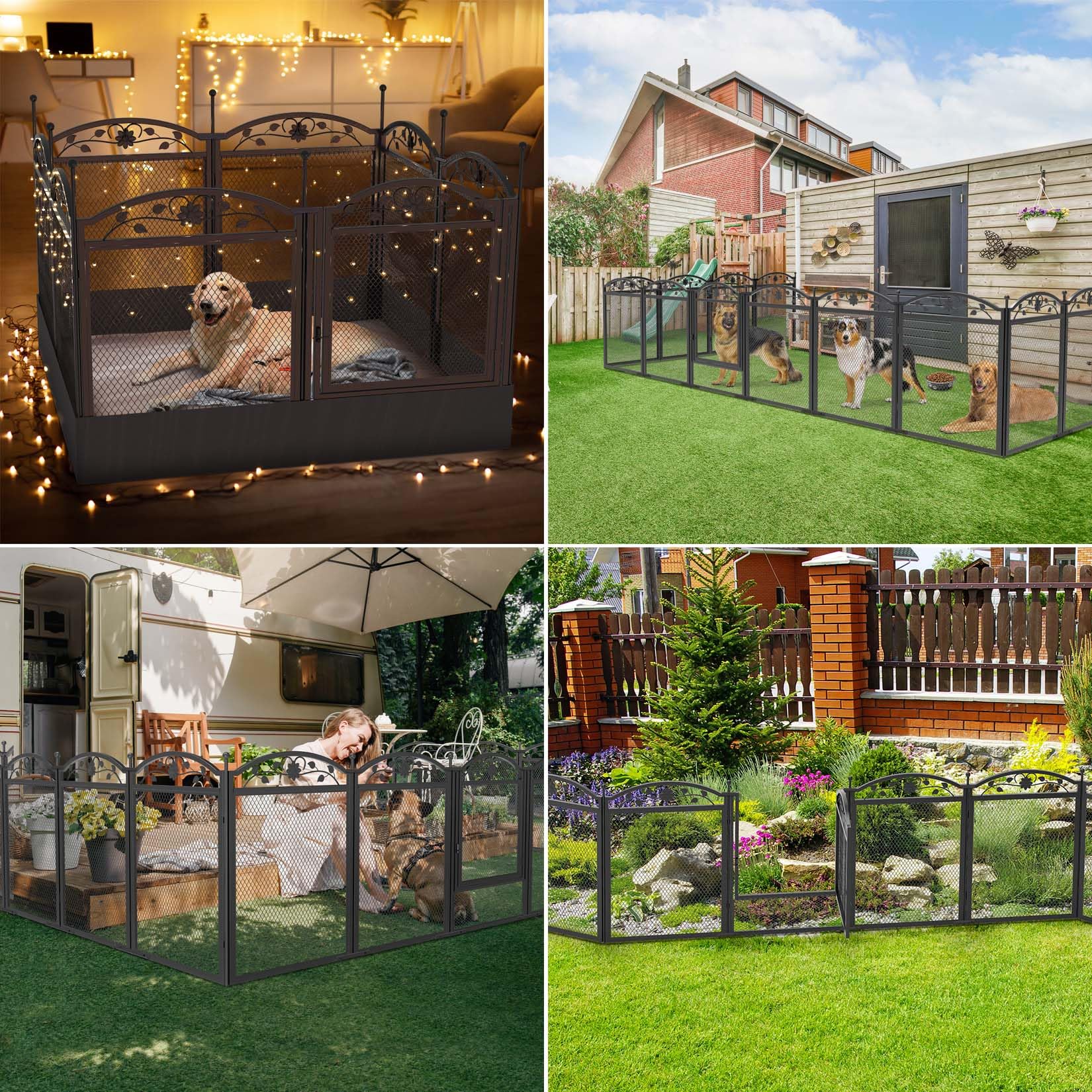BingoPaw Parc Chien Intérieur XXL: Grand Enclos Chien Extérieur Pliable Caisse de Mise Bas avec Piquets de Fixation pour Chiens Chat Lapin 126x126x80cm