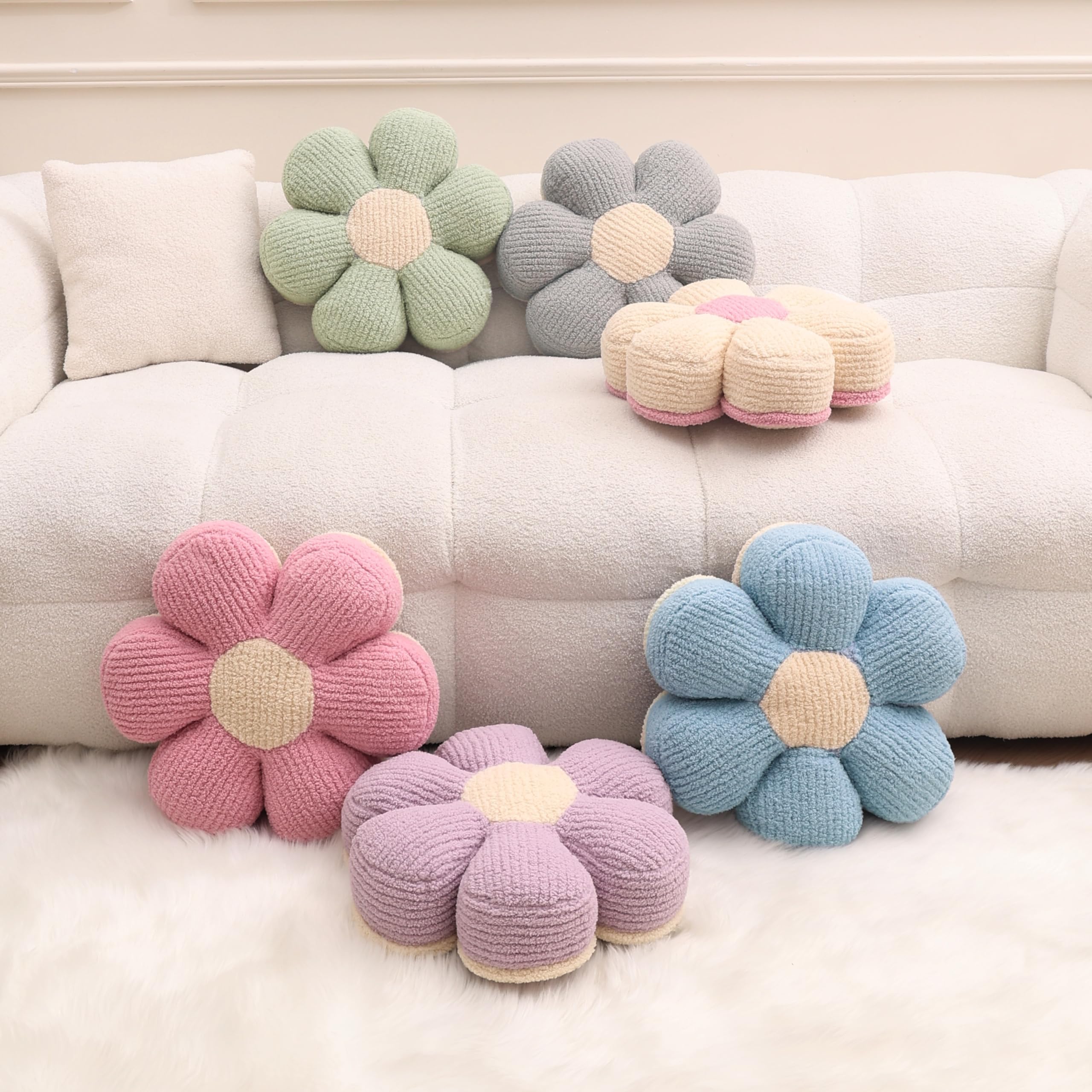 Coussin Décoratif Marguerites Roses 38cm - Oreiller Fleur Mignon Pour Chambre