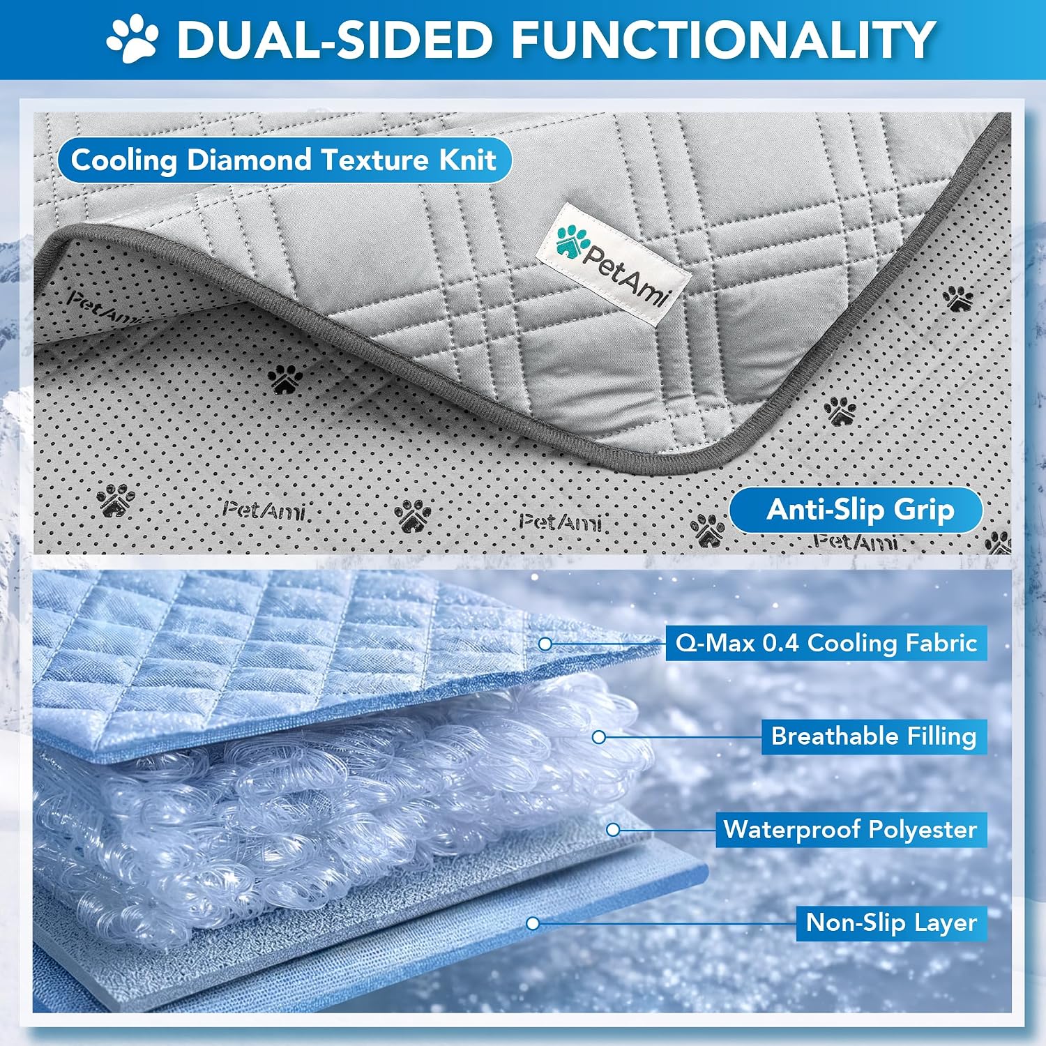 PetAmi Waterproof Dog Cooling Mat Pet Pad for Couch Bed, Light Grey, 40x60 image 4
