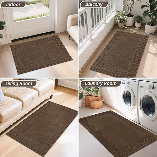 Miniatura 8 de BEQHAUSE Tapete antideslizante para puerta delantera, lavable de bajo perfil, para la entrada de la puerta principal, tapete absorbente de