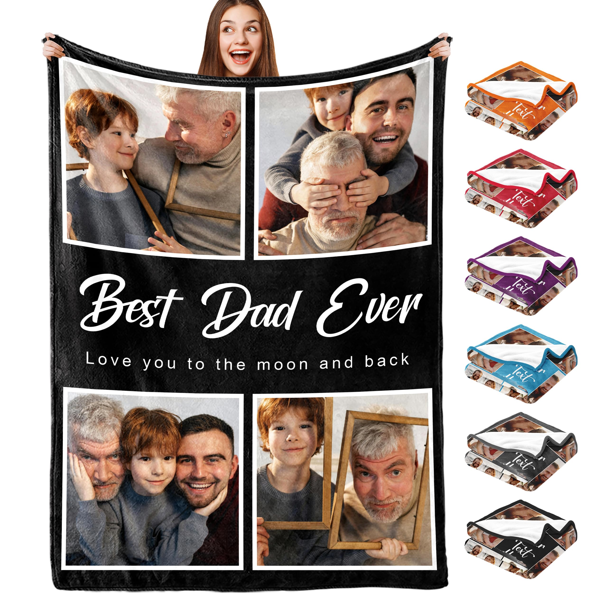 Yofair Ships Next Day, Custom Blanket with Picture Personalized Gifts for Mom Dad Customized Photo Blanket Family Christmas Birthday Gifts for Adult