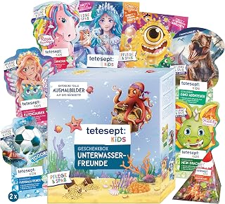 tetesept Kids Gift Box Frolumbus Adventure - Bath Additive Gift Set with Bubble Bath, Foam Bath, Bath Surprise and Shower - with Skin Care Recipes - Set of 9