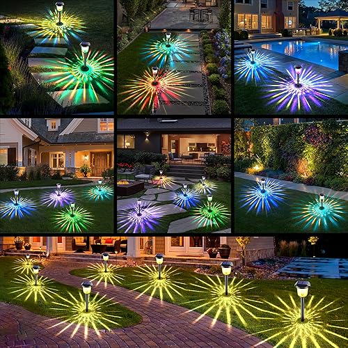 Miniatura 6 de Luces solares para caminos al aire libre, paquete de 8 luces solares dinámicas que cambian de color al aire libre, IP67 impermeable, luces solares