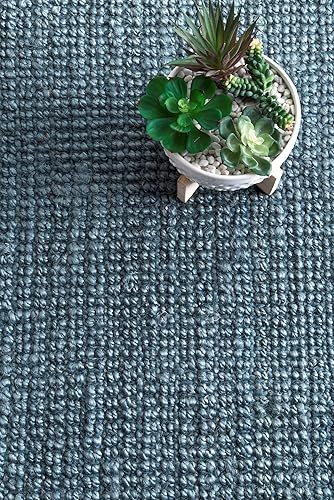 Miniatura 6 de nuLOOM - Alfombra gruesa de yute Daniela Farmhouse, 8 x 10, color azul