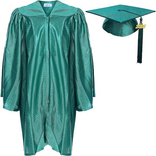 Newrara Unisex Shiny Kindergarten Graduation Gown Cap with Tassel (36, Green)