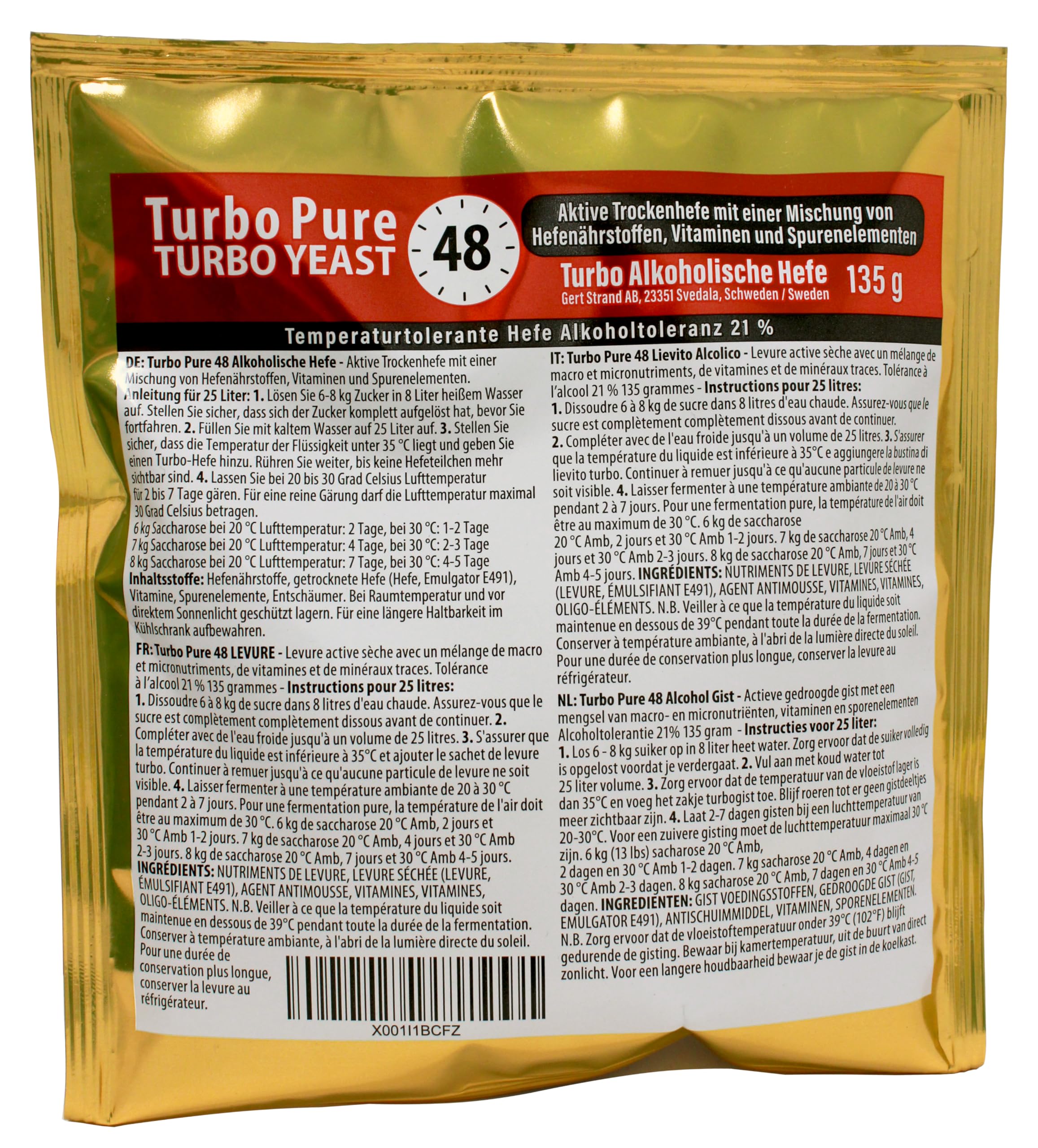 Prestige 48 h Turbo Pure Alkoholhefe 18%, 8er-Pack | edle Turbohefe | Gärhefe | Allzweckhefe für Heimbrauerei | Brauereihefe | Herstellung von hochprozentigem Alkohol