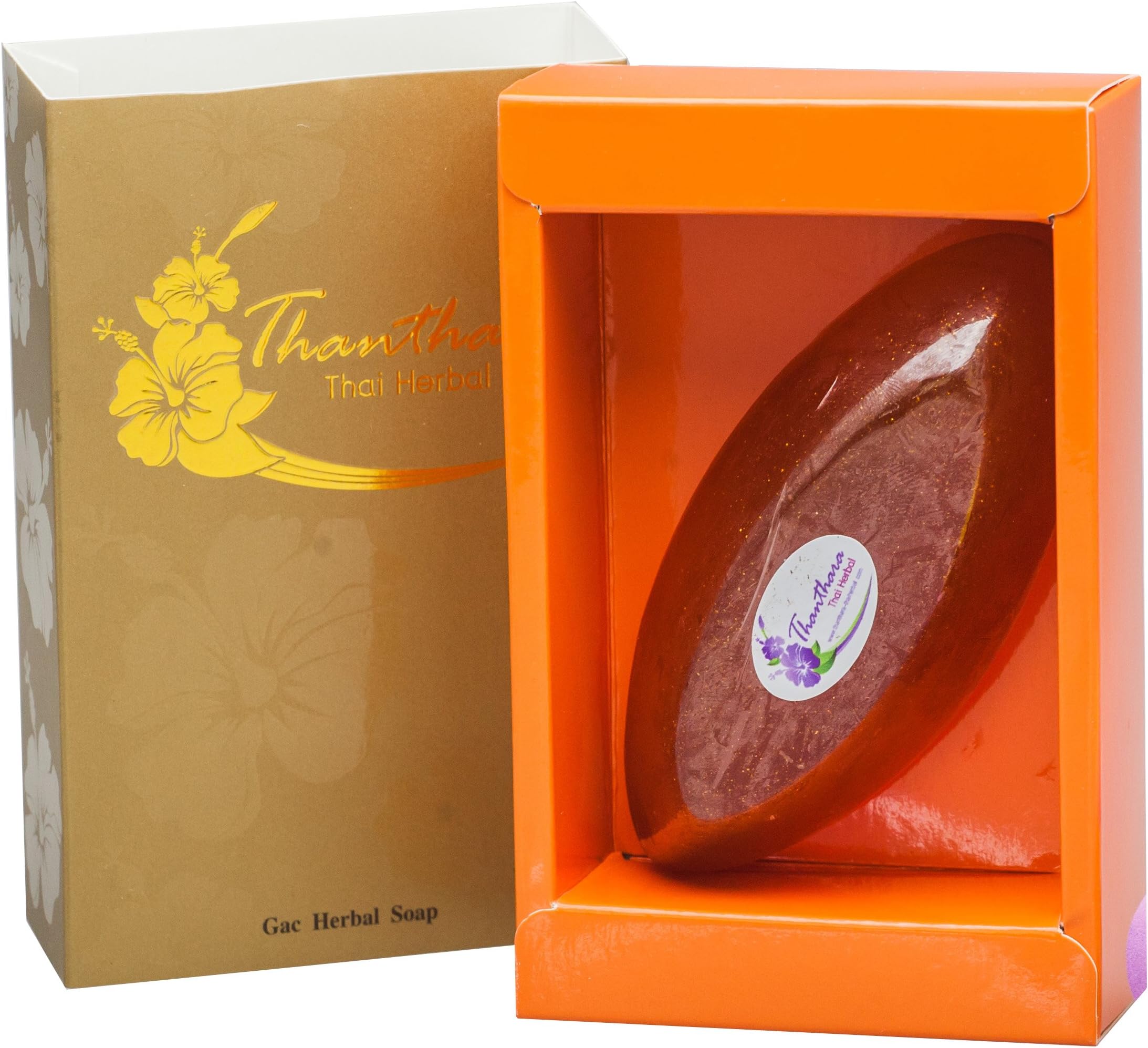 Gac Herbal Golden Soap Bar 60 Gram for Body & Face Usage Natural Red Orange Color (Contain 99.9% Gold Powder)-Health