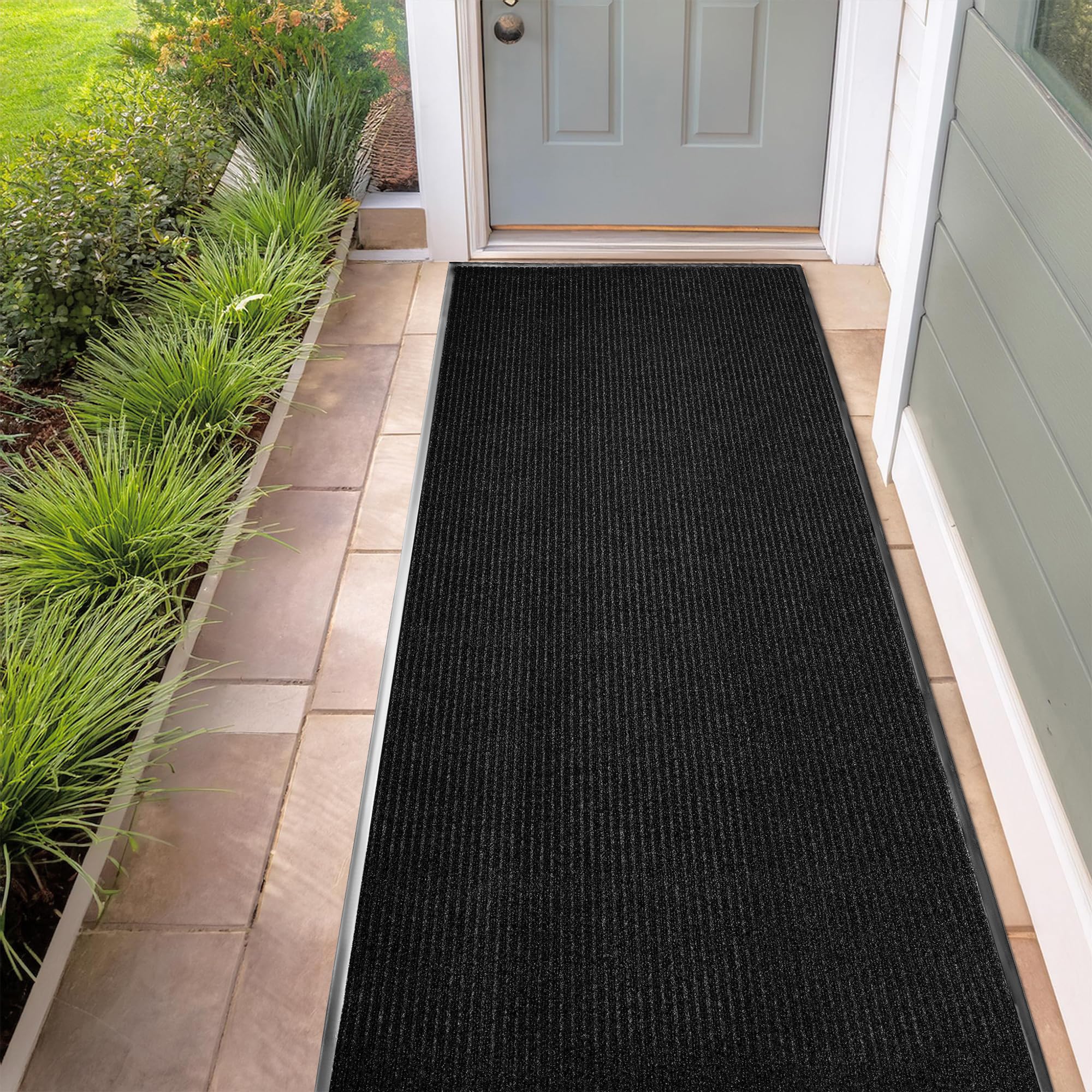 Commercial Grade Entry Mat, 3 x 10 Feet, Black, MXM-RIB0310BK