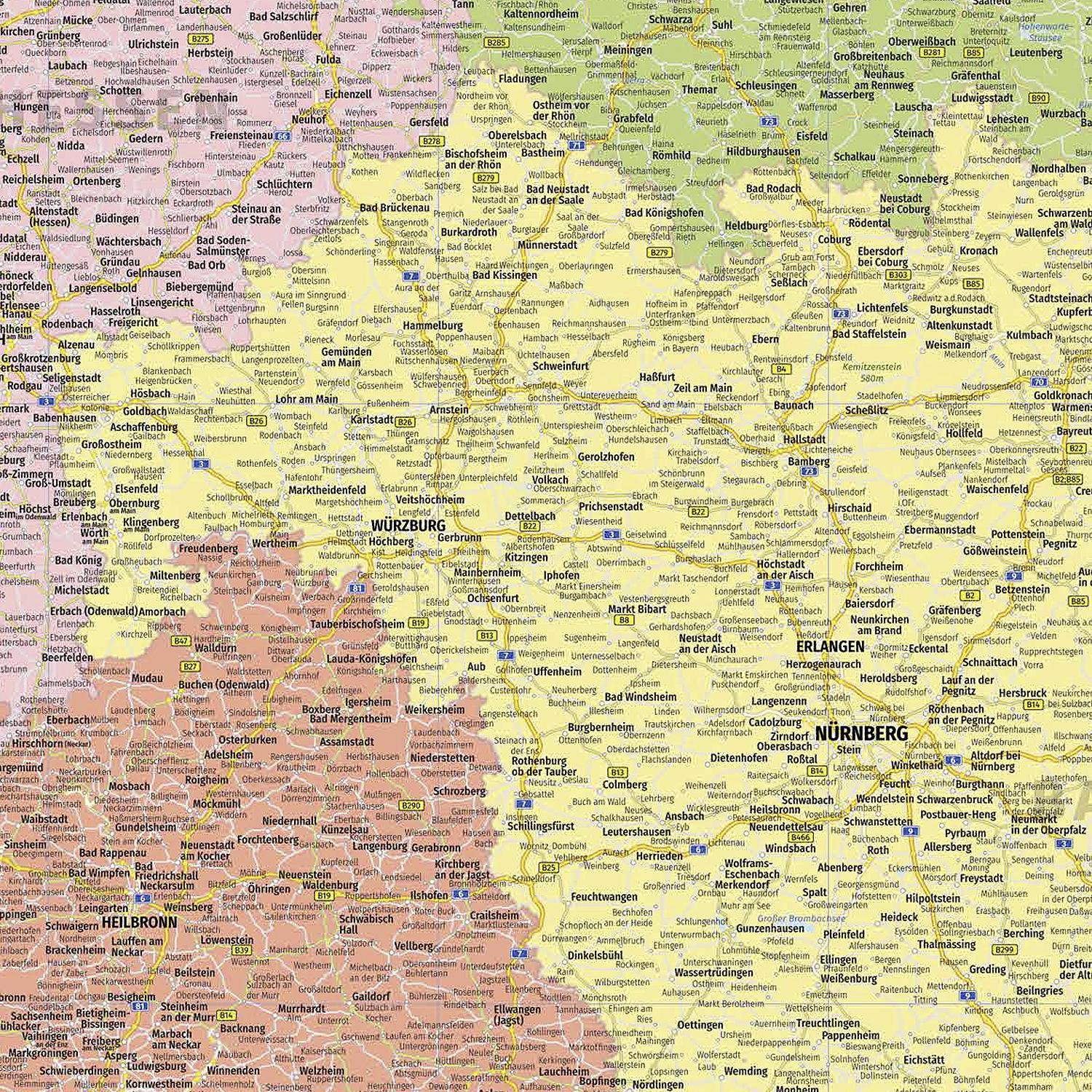 Politische Landkarte Deutschland - XXL DIN B0 - Deutschlandkarte 100x140 cm - Premium Poster mit PLZ, Bundesländern, Einwohnerzahlen - 1:660.000