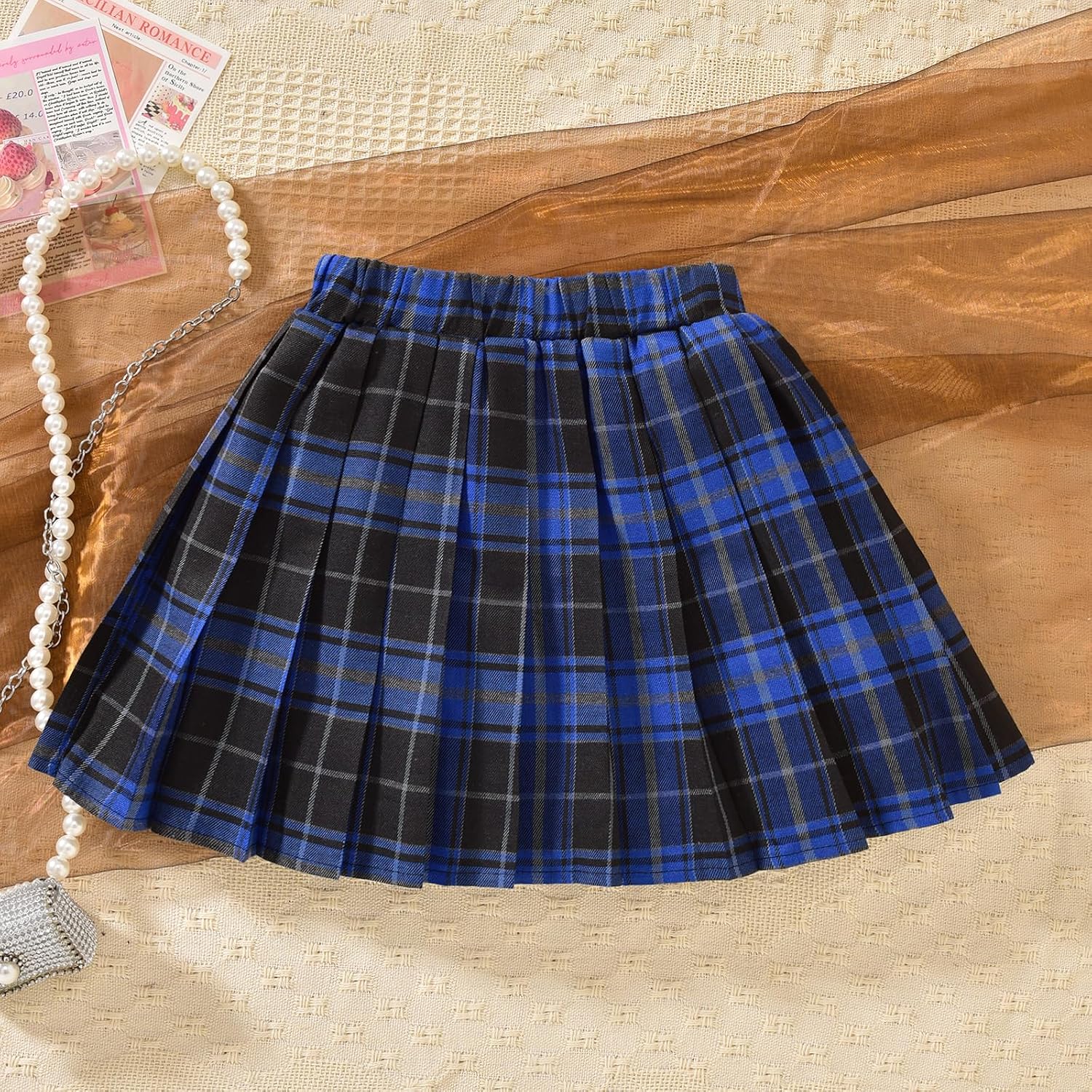 HIHA Girls 3 Piece Skirt Set Cami Crop Tops Pleated Skirt with Button Shirts Size 6-12