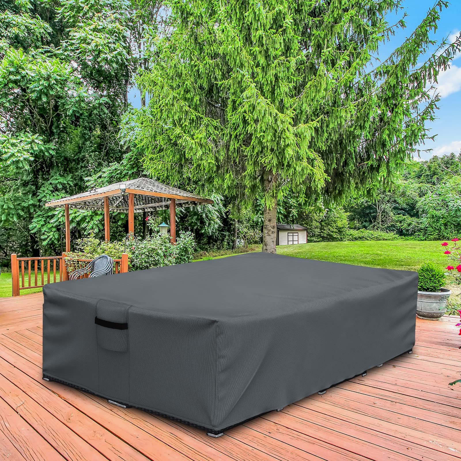 Patio Furniture Covers Waterproof for Coffee Table Cover, Heavy Duty Durable Rectangular Outdoor Coffee Table Cover, 48L x 28Wx 13H inches, Grey
