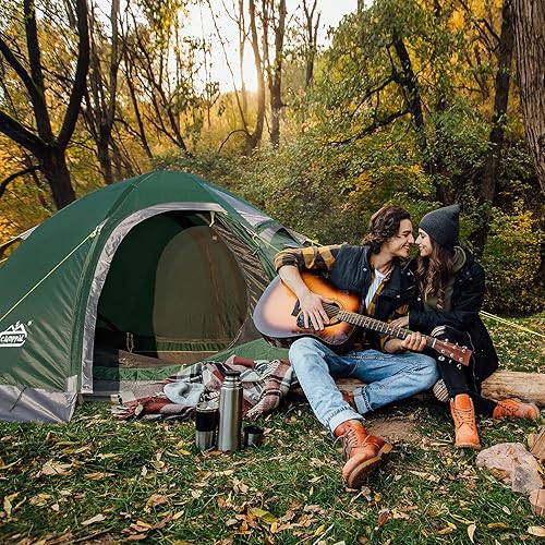 Miniatura 2 de Tienda de campaña de mochilero para 2 personas, tienda impermeable para 4 estaciones, resistente al viento, para clima frío, para campamento,