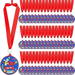 Amazon.com: Poen 48 Pcs Happy 100 Days of School Award Medals 1.97 ...