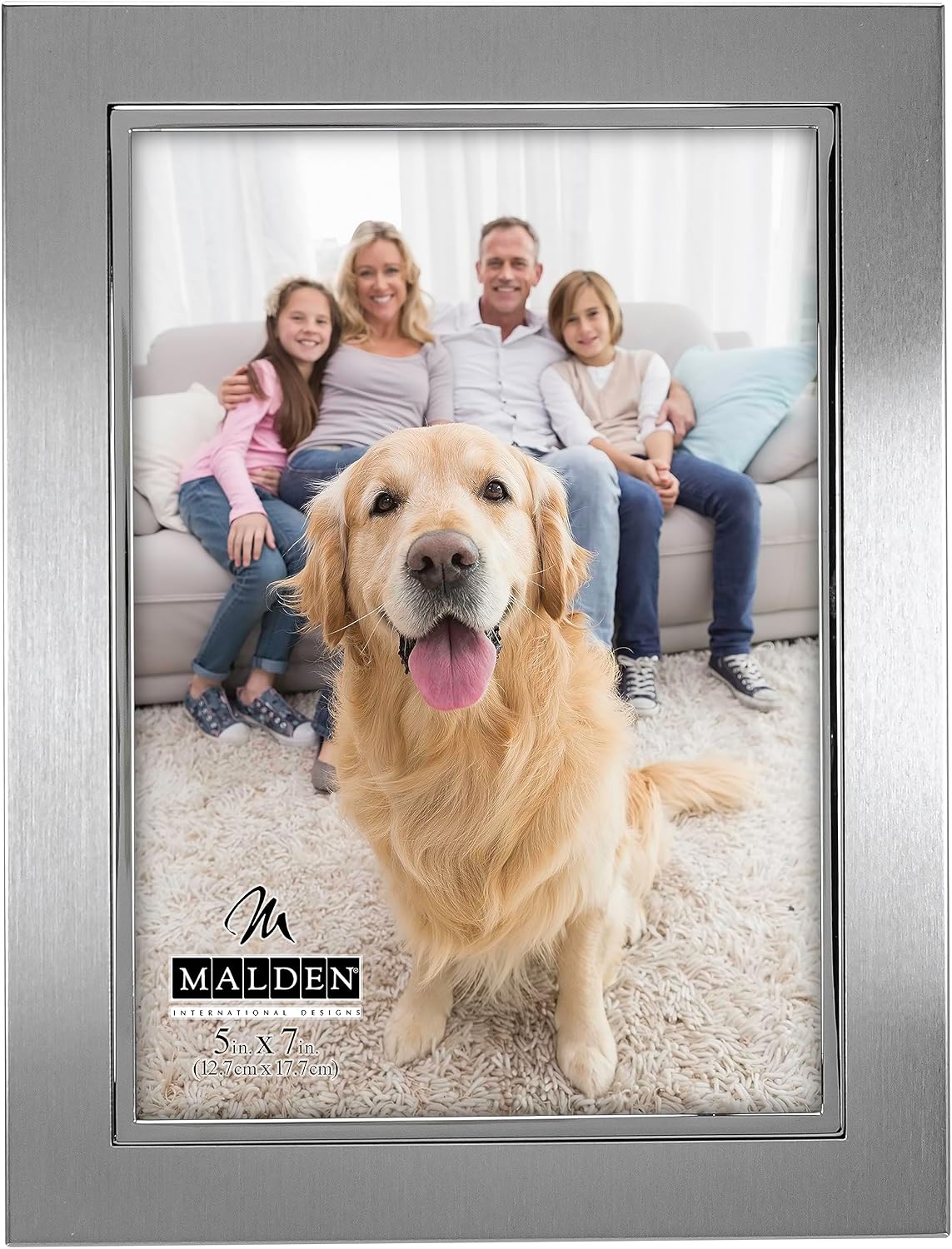 Malden International Designs 8x10 2-Tone Matte Black Metal with Shiny Silver Inner Border Picture Frame
