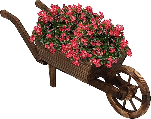 Miniatura 6 de Sunnydaze - Maceta decorativa de madera para carretilla para exteriores, para uso en interiores o exteriores, 35 pulgadas de ancho x 10.25 pulgadas