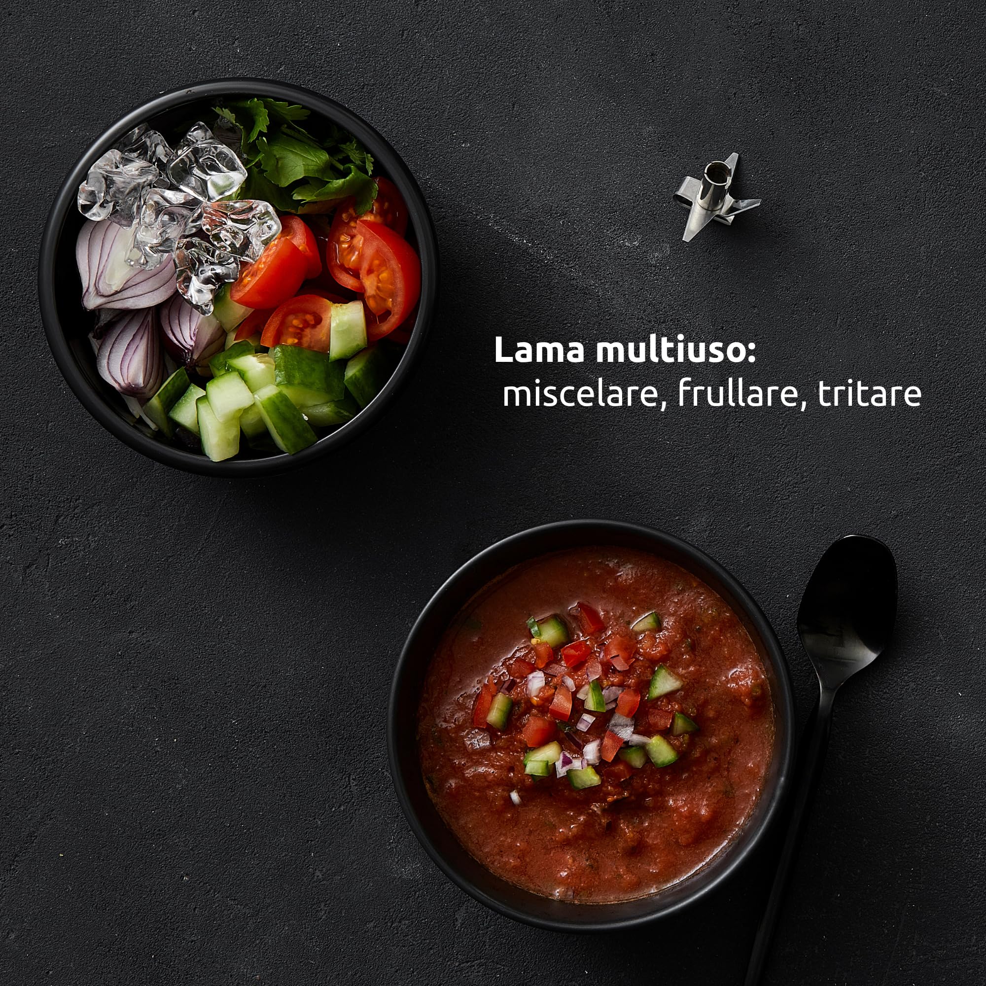 bamix Frullatore a immersione acciaio M160 ONE incl. lama multiuso in acciaio inox, 160 watt, 2 velocità, Made in Switzerland, Nero