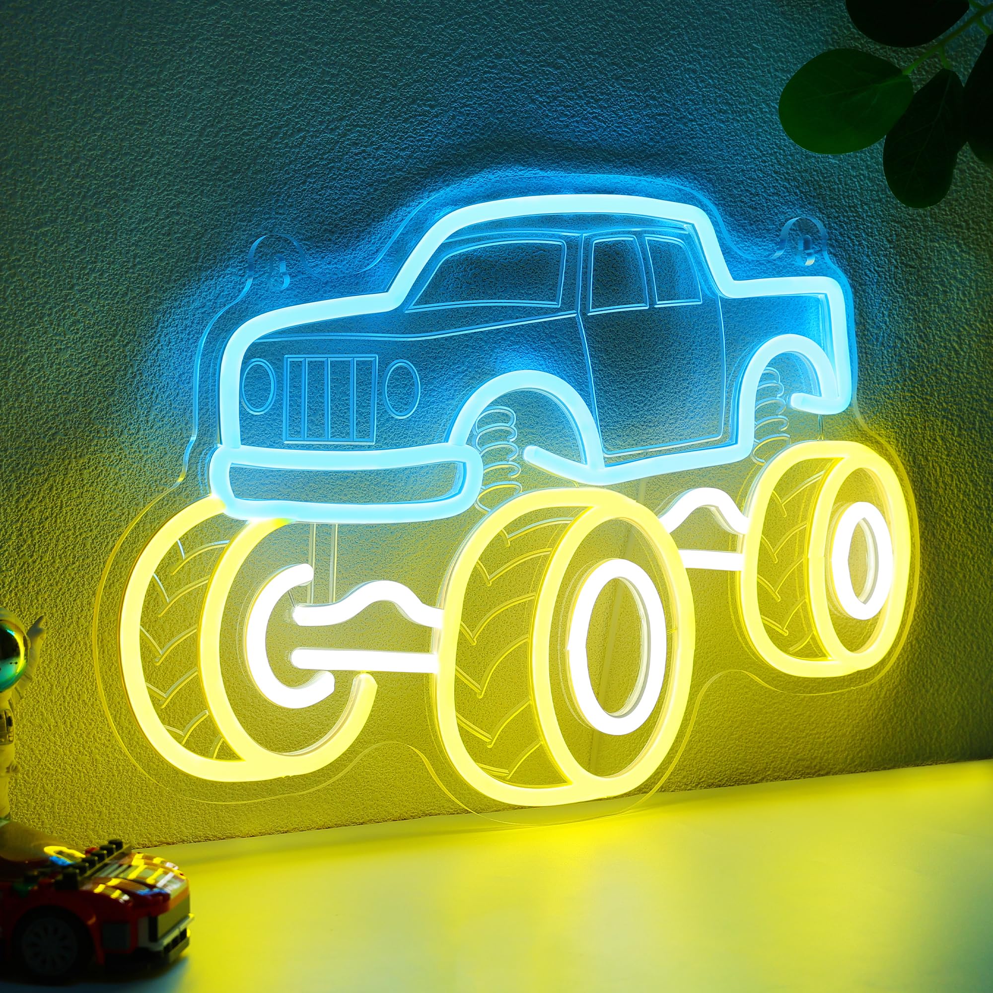 YuanDian Monster Truck Neon Sign, Neon Lights for Bedroom Gamer Room Wall Decor Gift Ideas for Teen Boys Nephew Son Grandson