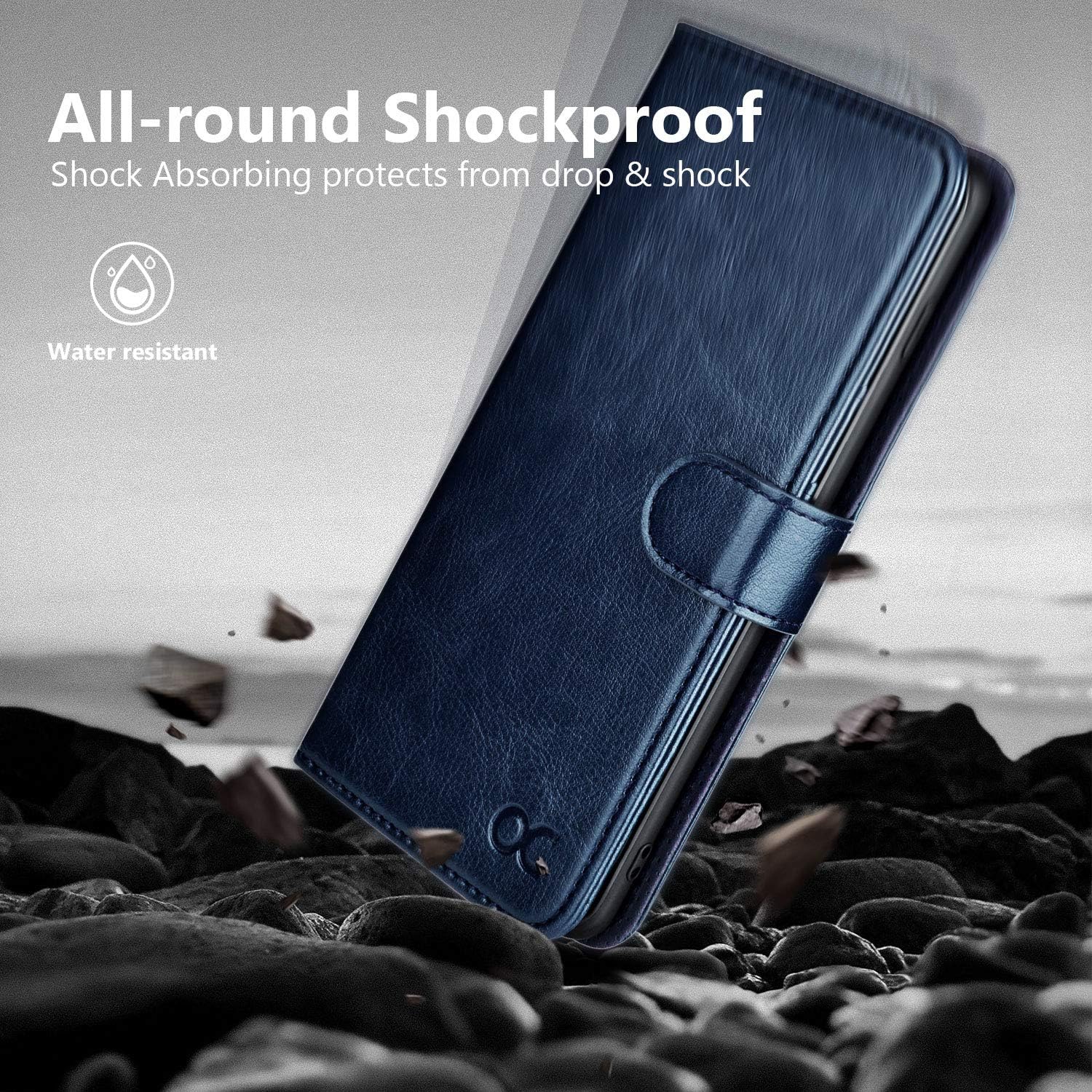 OCASE Galaxy S10 Case [ Card Slot ] [ Kickstand ] [TPU Shockproof Interior ] Leather Flip Wallet Case for Galaxy S10 Devices (Blue)
