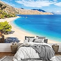 Vista 17 de SIGNWIN Mural de pared con vista al mar azul y playa extraíble, autoadhesivo, decoración de pared para dormitorio, sala de estar, 66 x 96 pulgadas