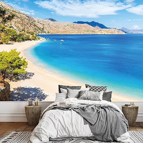 SIGNWIN Wall Mural Beach and Blue Sea View Removable Self-Adhesive Wallpaper Wall Decoration for Bedroom Living Room - 100x144 inches