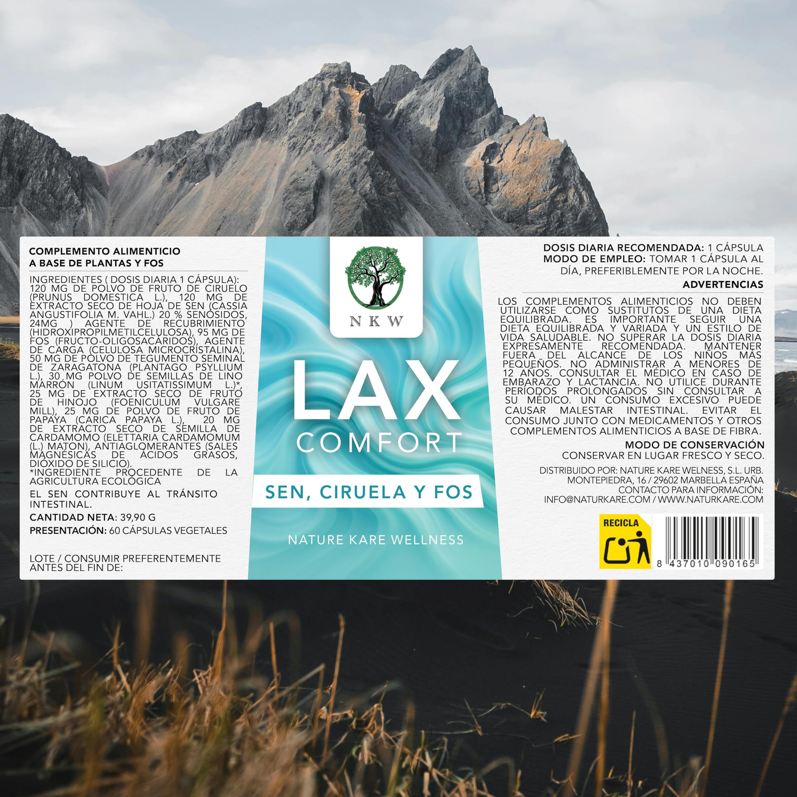 Psyllium Husk | Fibra Vegetal en Cápsulas | Plantago Ovata | Con FOS y Extractos Botánicos | Complemento Alimenticio para Uso Diario Adultos