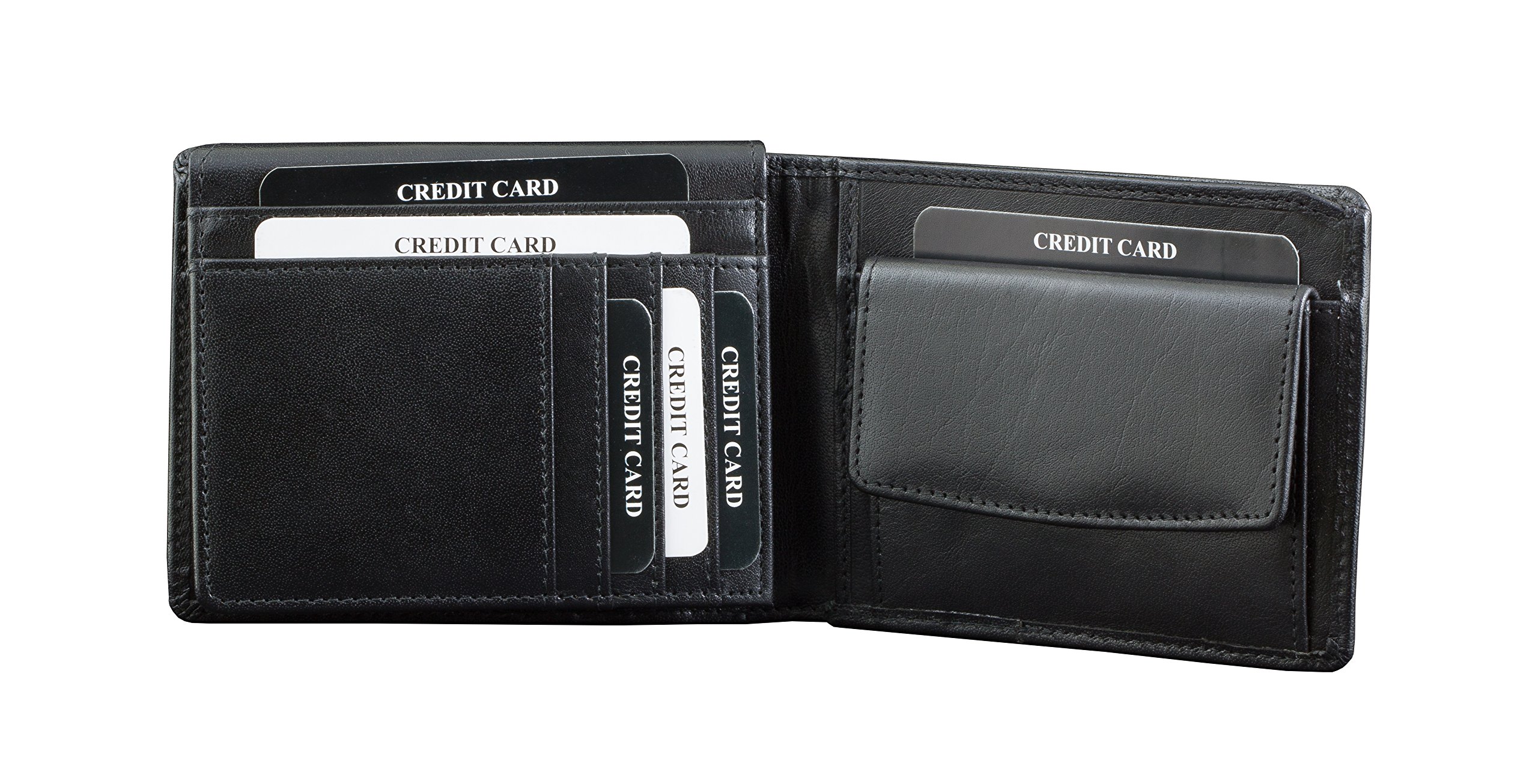 ORIGINAL RFID Schutz Leder Geldbeutel (SCHWARZ)