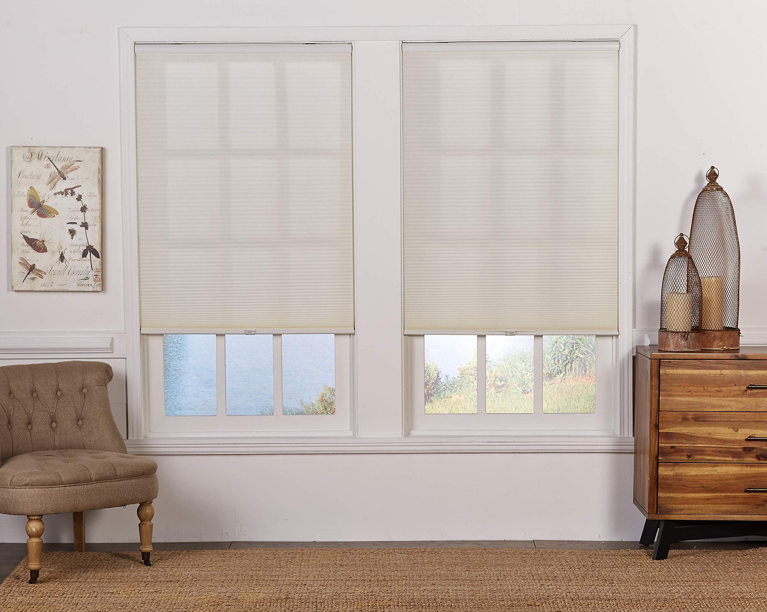 DEZ Furnishings QCCR230640 Cordless Light Filtering Cellular Shade, 23W x 64H Inches, Cream