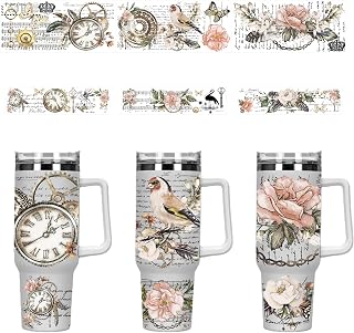 UV DTF Cup Sleeves - 3 Sets of Floral UV DTF Cup Sleeves for 40 oz Mugs, Memories of Paris UV DTF Set, Botanical Personalized Water Transfer Resistant, for Glasses and Wood Crafts