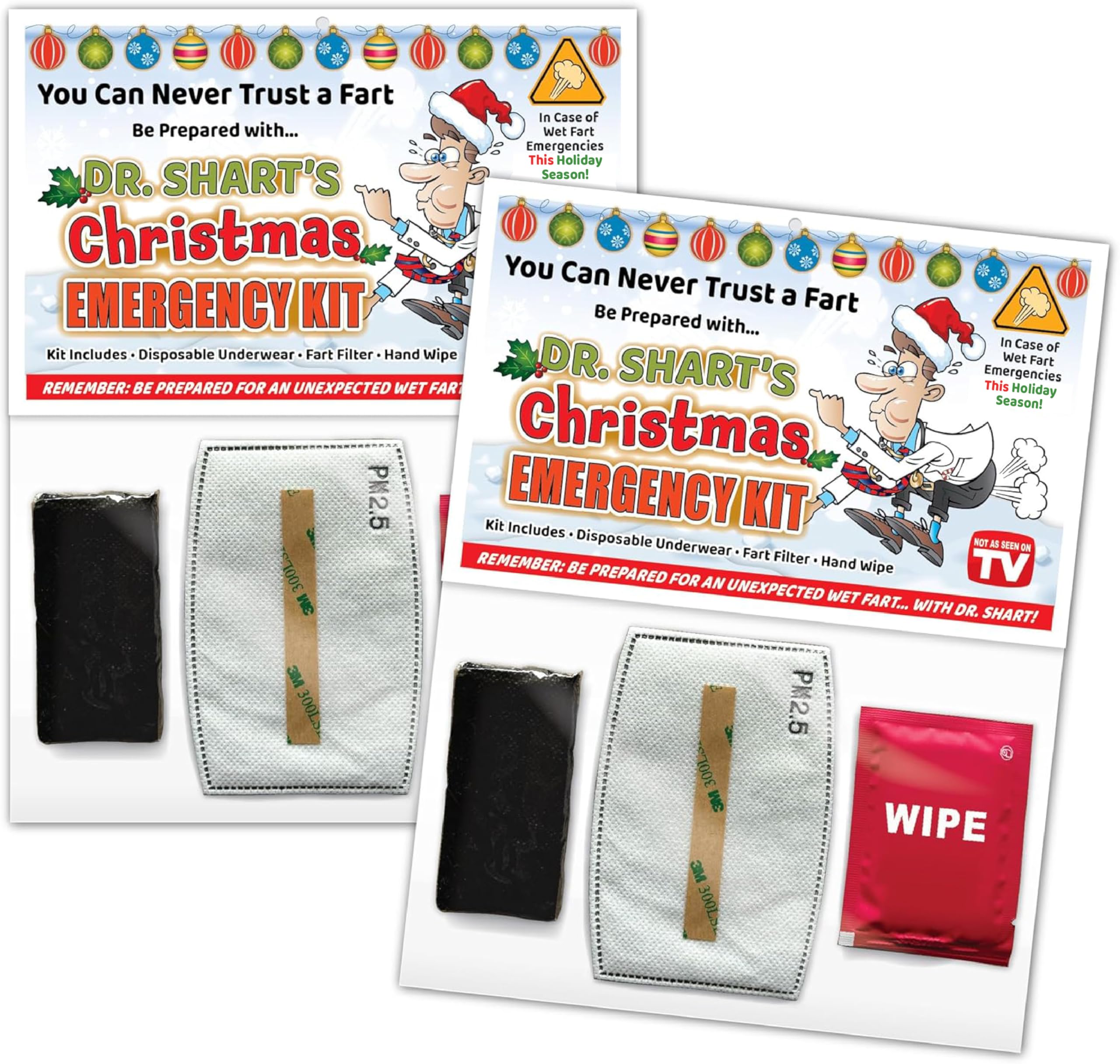 Christmas SHART Wet Fart Emergency Kit - Funny Xmas Gift Gag Party Favors, Stocking Stuffer, White Elephant, Secret Santa and More! (2)