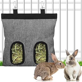 Rabbit Hay Feeder, Guinea Pig Hay Feeder Bag Small Animal Hanging Feeder，2 Holes for Guinea Pigs Bunnies Chinchillas Rabbit Guinea Pig， Hedgehog Small Pets Reinforced Oxford Cloth Waterproof