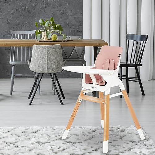 Miniatura 2 de Dream On Me Nibble - Silla alta compacta de madera en color rosa peso ligero portátil funda de asiento extraíble I bandeja ajustable I bebé y niño