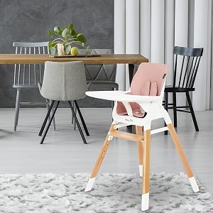Dream On Me Nibble 2-in-1 Wooden Highchair | Convertible Baby Feeding Chair with Removable...
