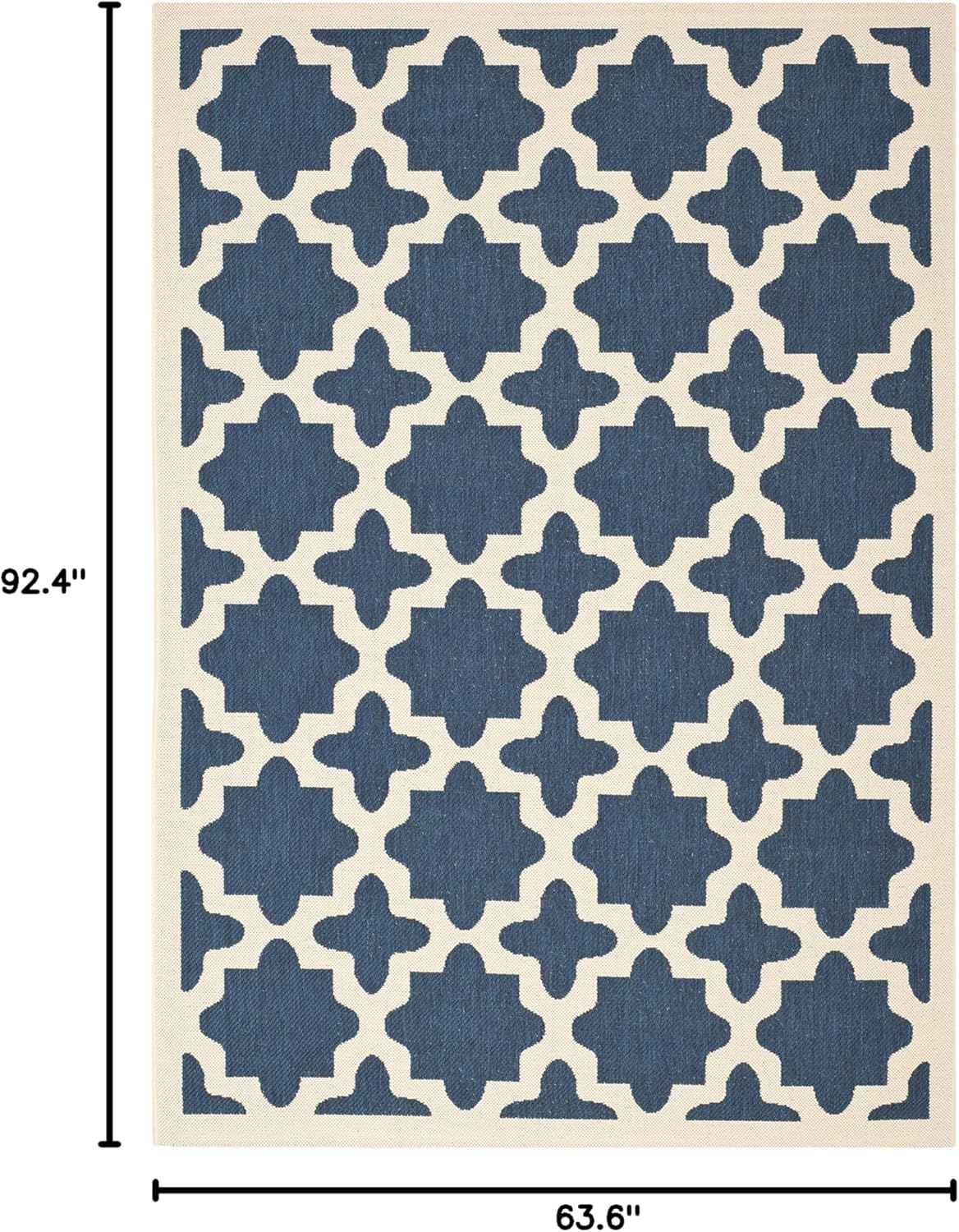 SAFAVIEH Washable Rug Outdoor Courtyard Collection - 5'3" x 7'7", Navy & Beige, Non-Shedding & Easy Cleaning, Ideal for Patio, Backyard, Mudroom (CY6913-268)