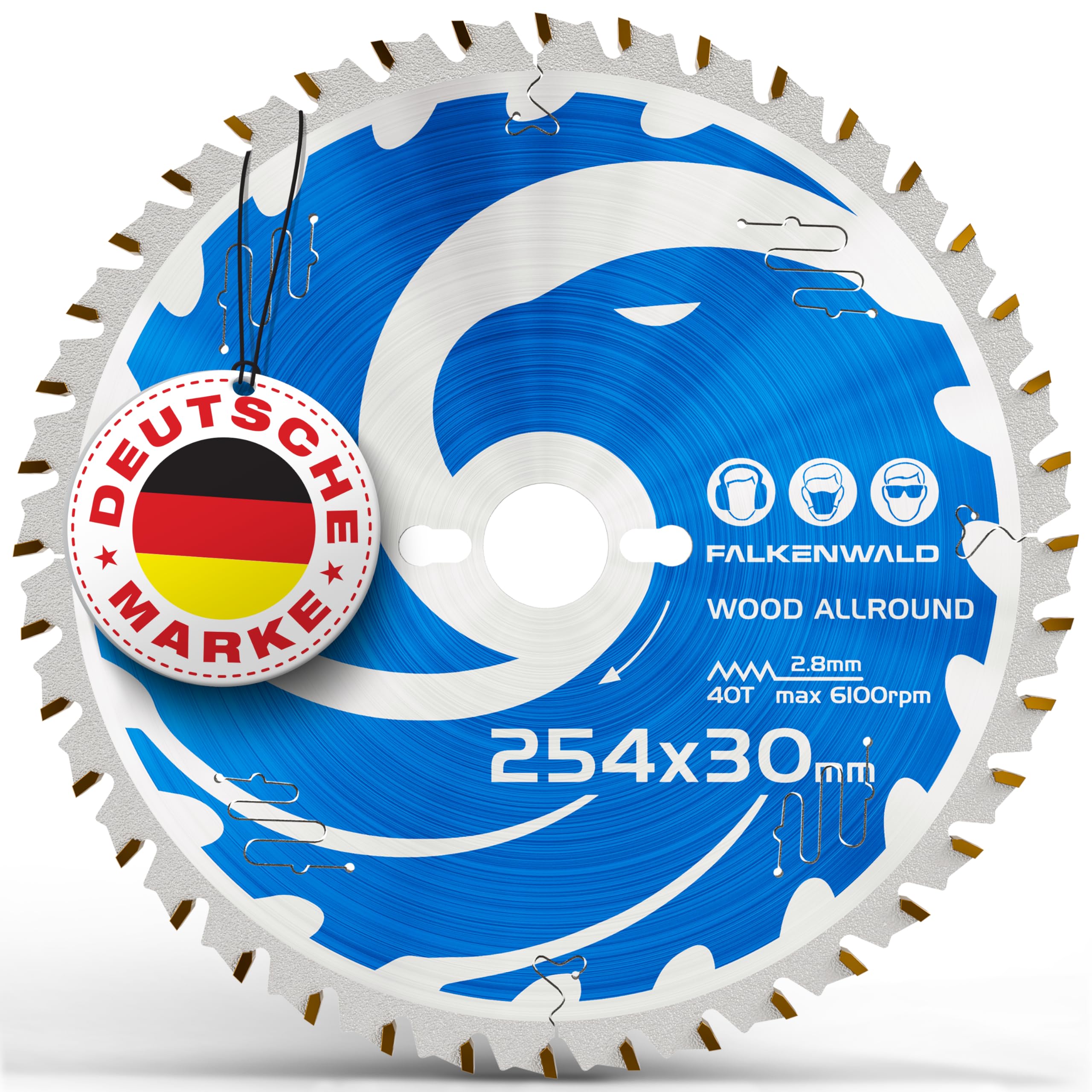 FALKENWALD® Kreissägeblatt 254x30 mm ideal für Holz Grob & Fein - Sägeblatt 254 x 30 für schnelle und feine Schnitte - Kompatibel mit Makita, Metabo & und Bosch - Kreissägeblatt