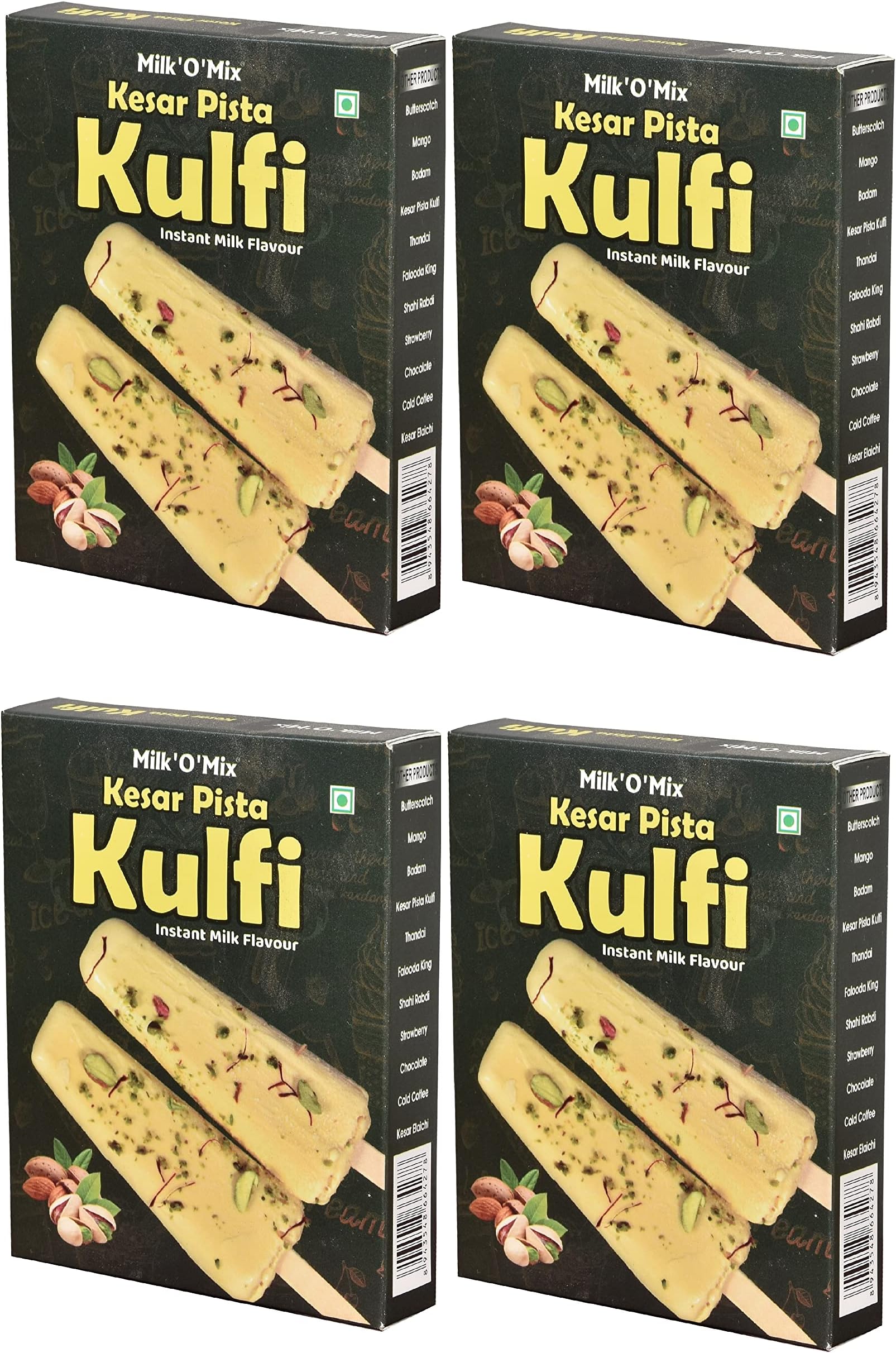 Milkomix Milkshake & Ice Cream Mix Flavored Milk Powder (Kesar Pista Kulfi, Pack Of 4),150 Gm