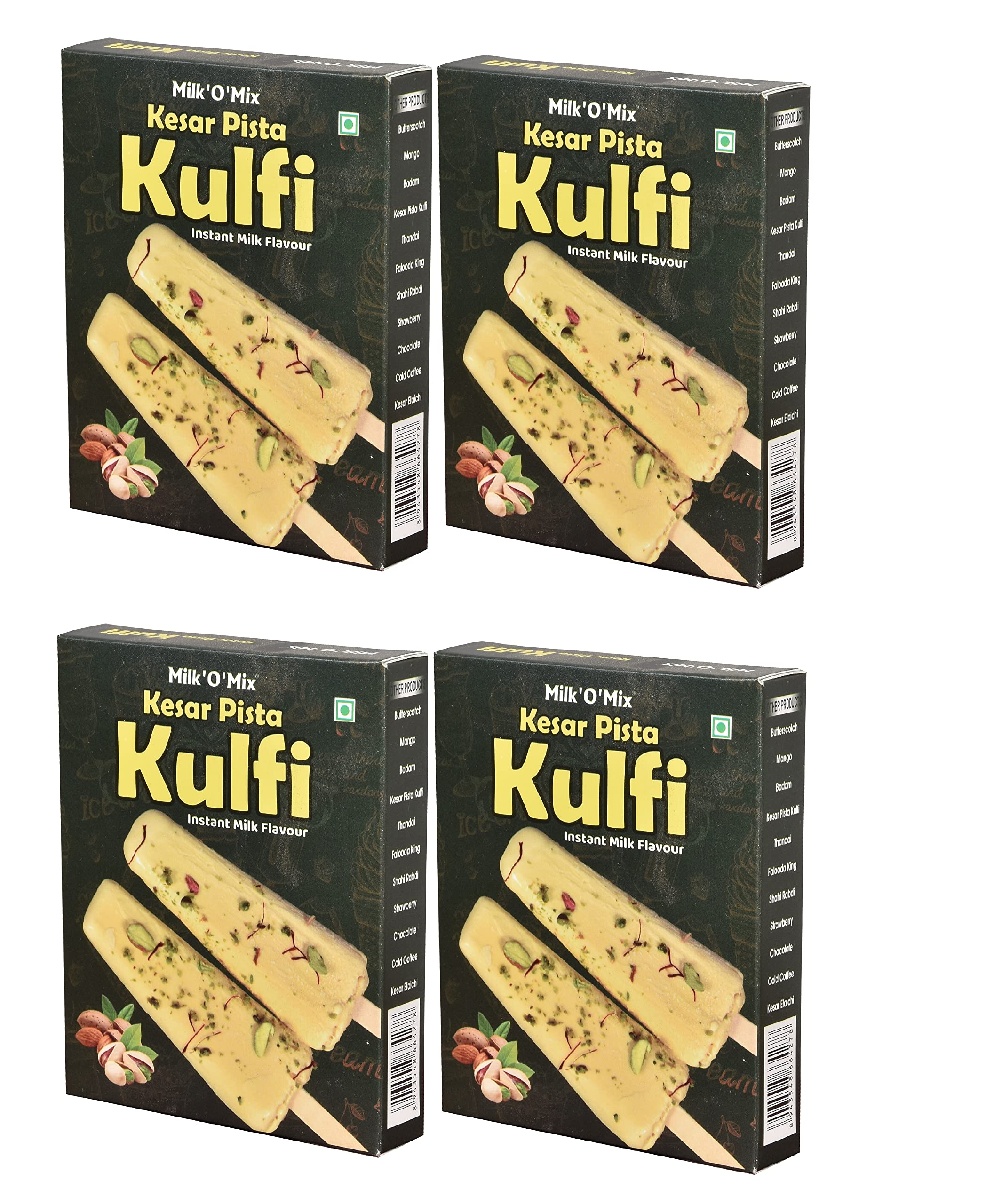 Milkomix Milkshake & Ice Cream Mix Flavored Milk Powder (Kesar Pista Kulfi, Pack Of 4),150 Gm