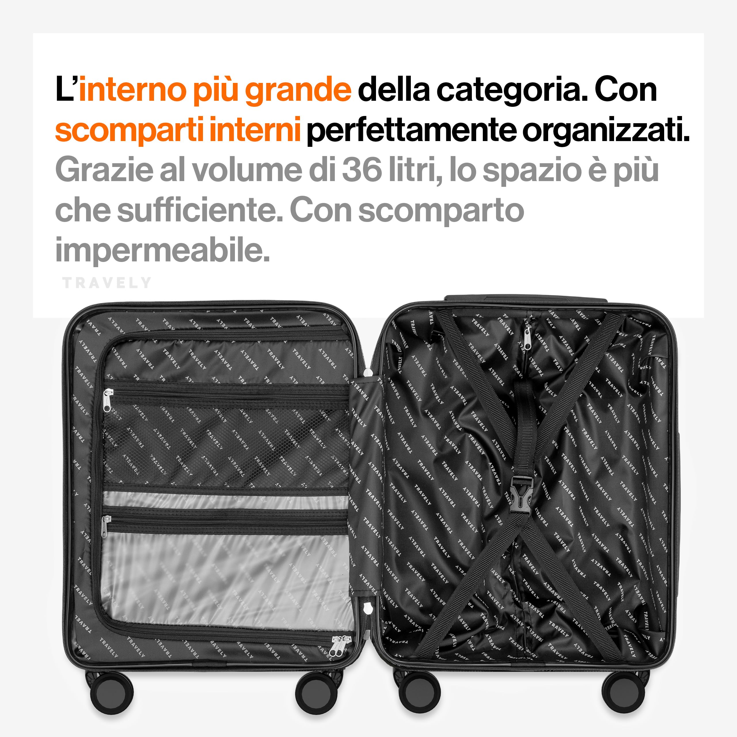 Valigia bagaglio a mano 55x40x20cm - adatta per Ryanair, Lufthansa, Eurowings e co. I Trolley da cabina 36L con rotelle morbide e pratico lucchetto TSA, valigia da cabina